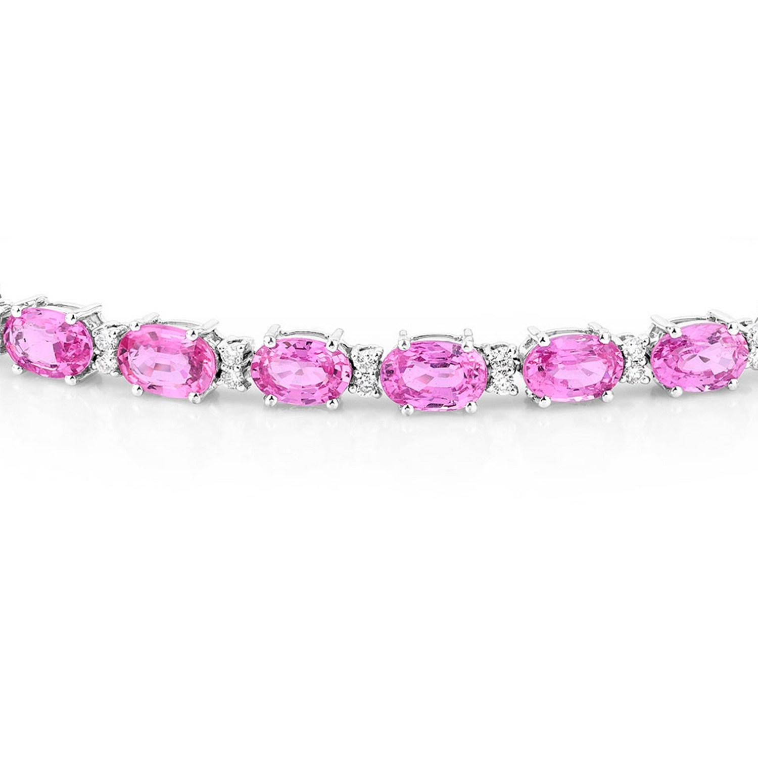 Zafiro Rosa Pulsera Diamantes 13,7 Quilates Oro Blanco 14K Contemporáneo en venta