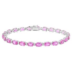 Zafiro Rosa Pulsera Diamantes 13,7 Quilates Oro Blanco 14K