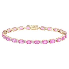 Bracelet saphir rose Diamants 14,3 carats Or jaune 14K