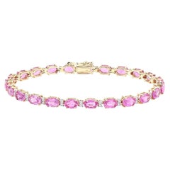 Bracelet saphir rose Diamants 14,3 carats Or jaune 14K