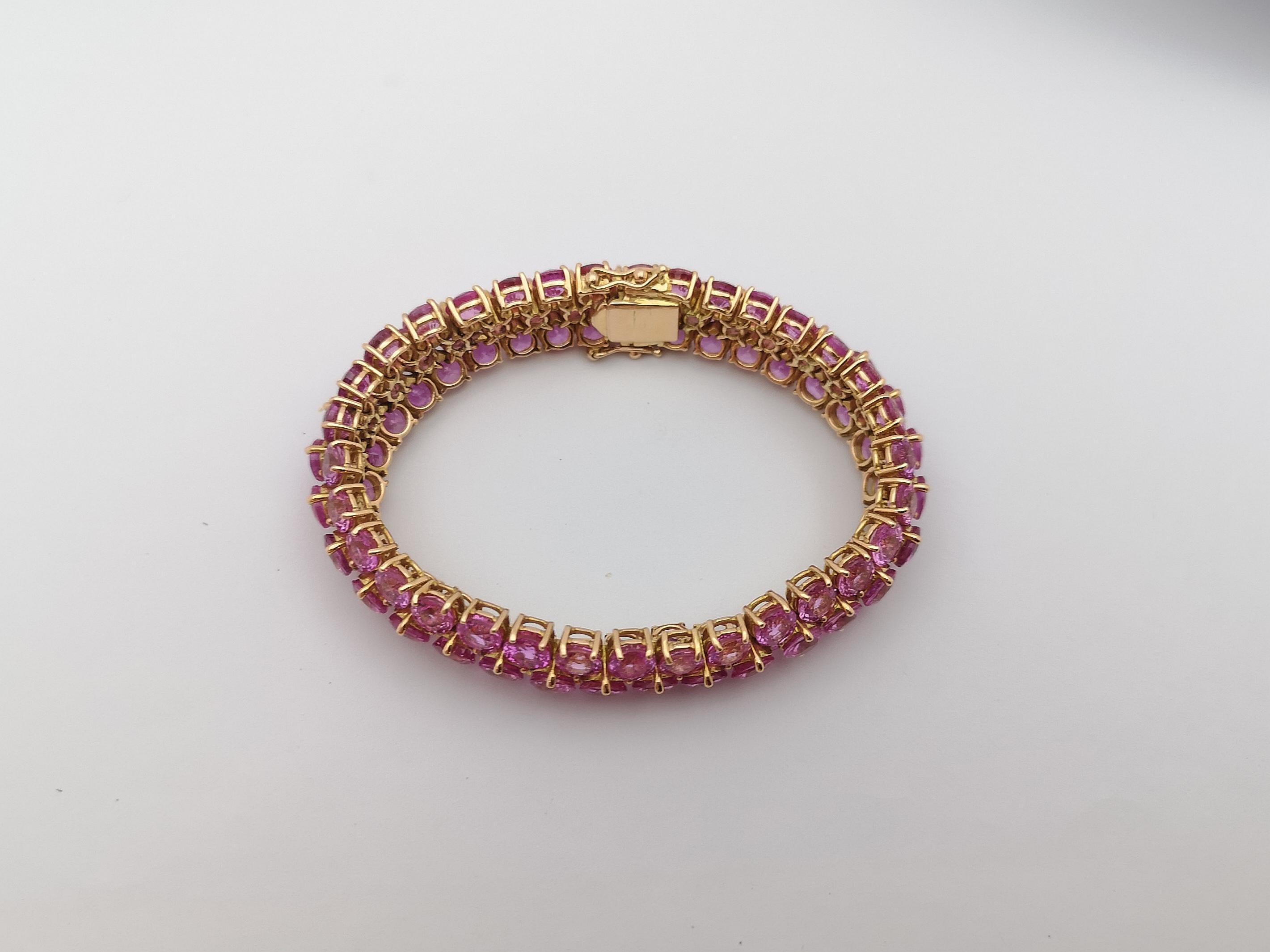 Round Cut Pink Sapphire Bracelet Set in 18 Karat Rose Gold Settings