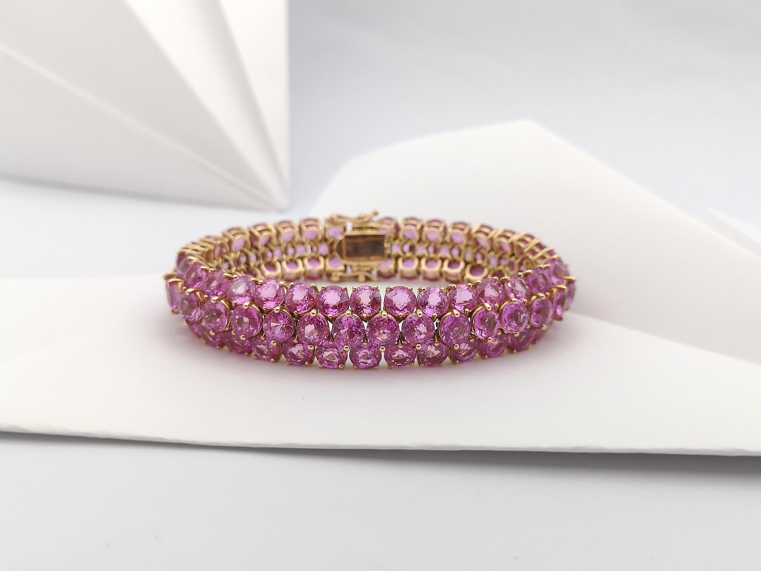 Pink Sapphire Bracelet Set in 18 Karat Rose Gold Settings In New Condition In Bangkok, TH