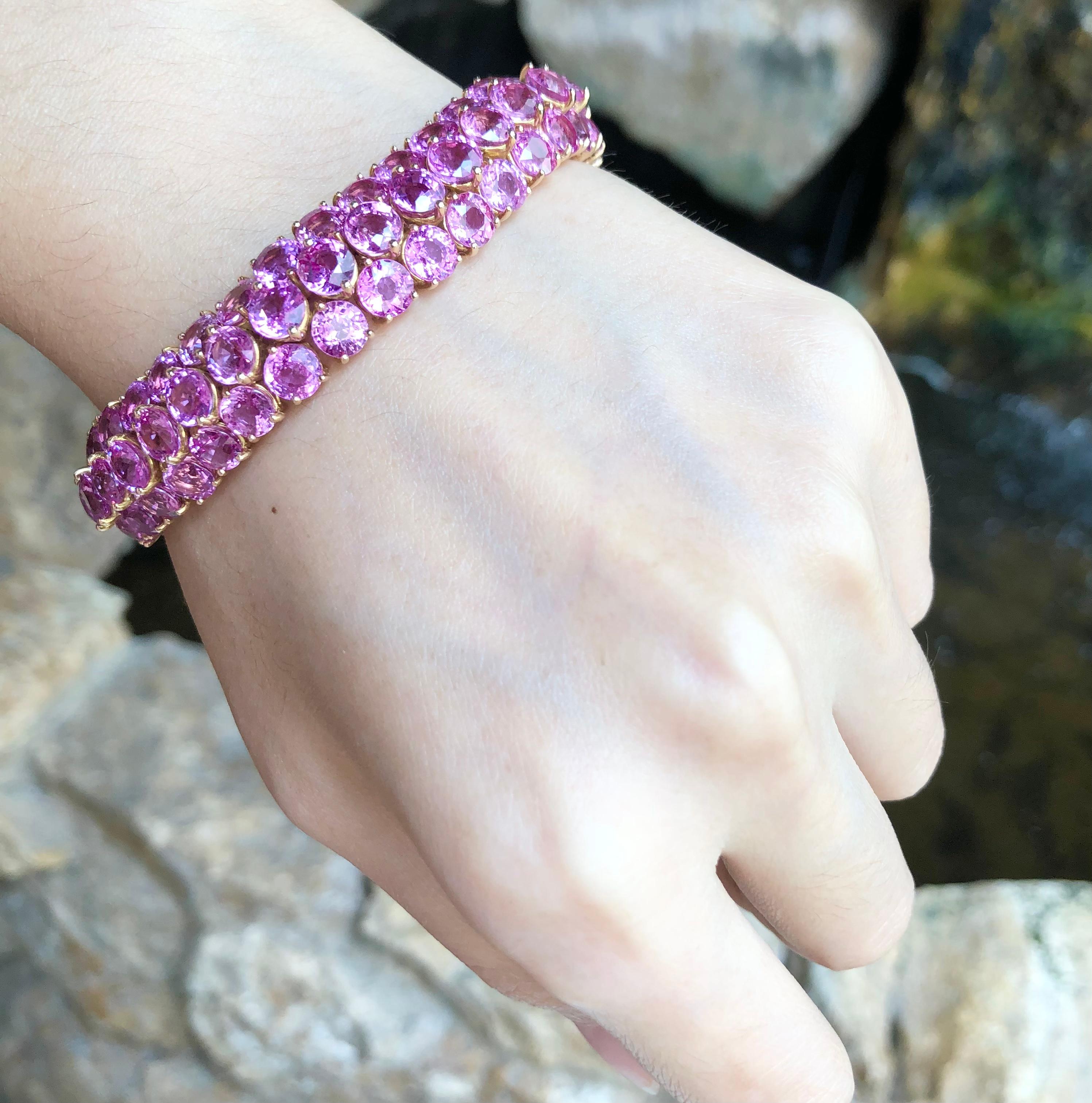 Women's Pink Sapphire Bracelet Set in 18 Karat Rose Gold Settings