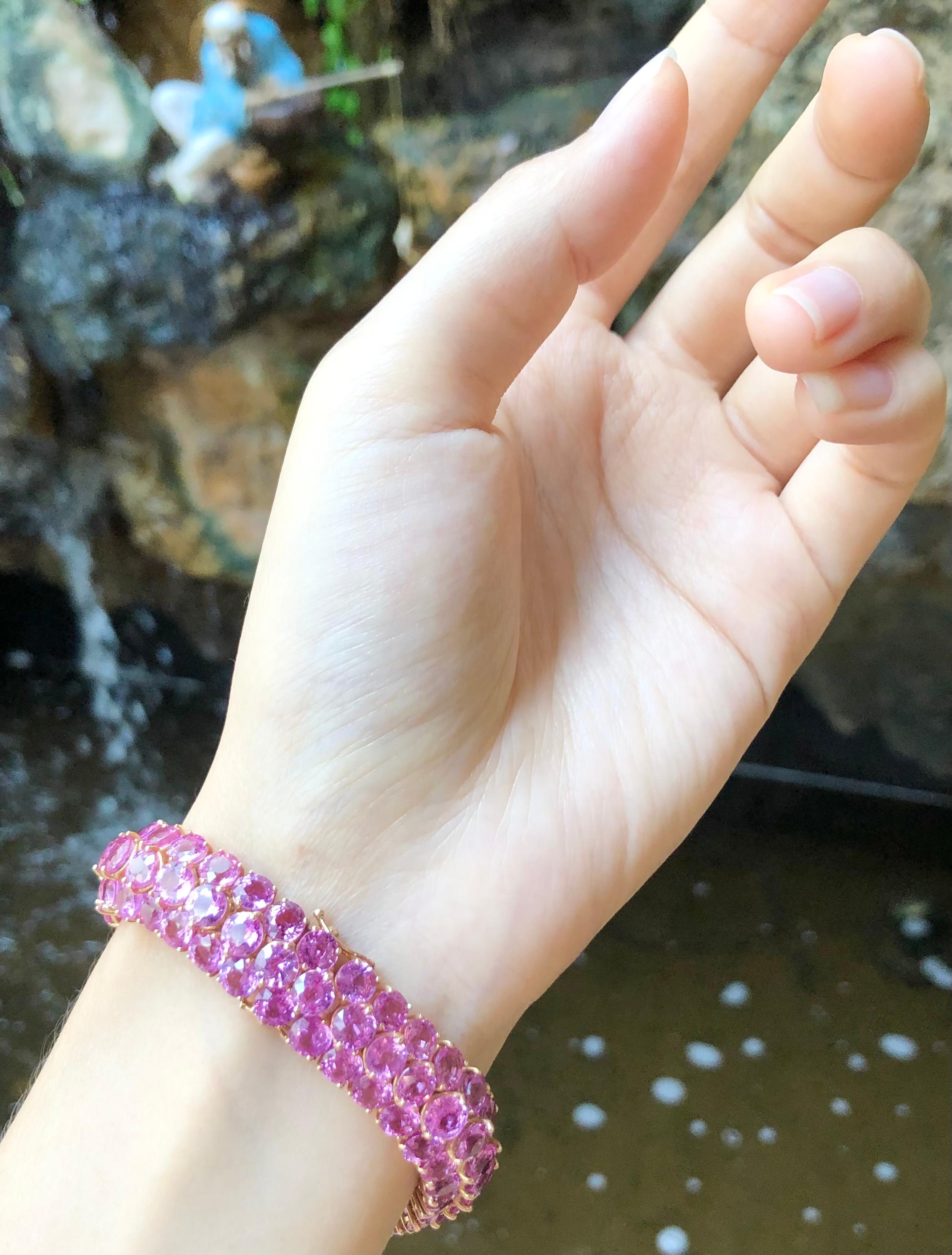 Pink Sapphire Bracelet Set in 18 Karat Rose Gold Settings 1