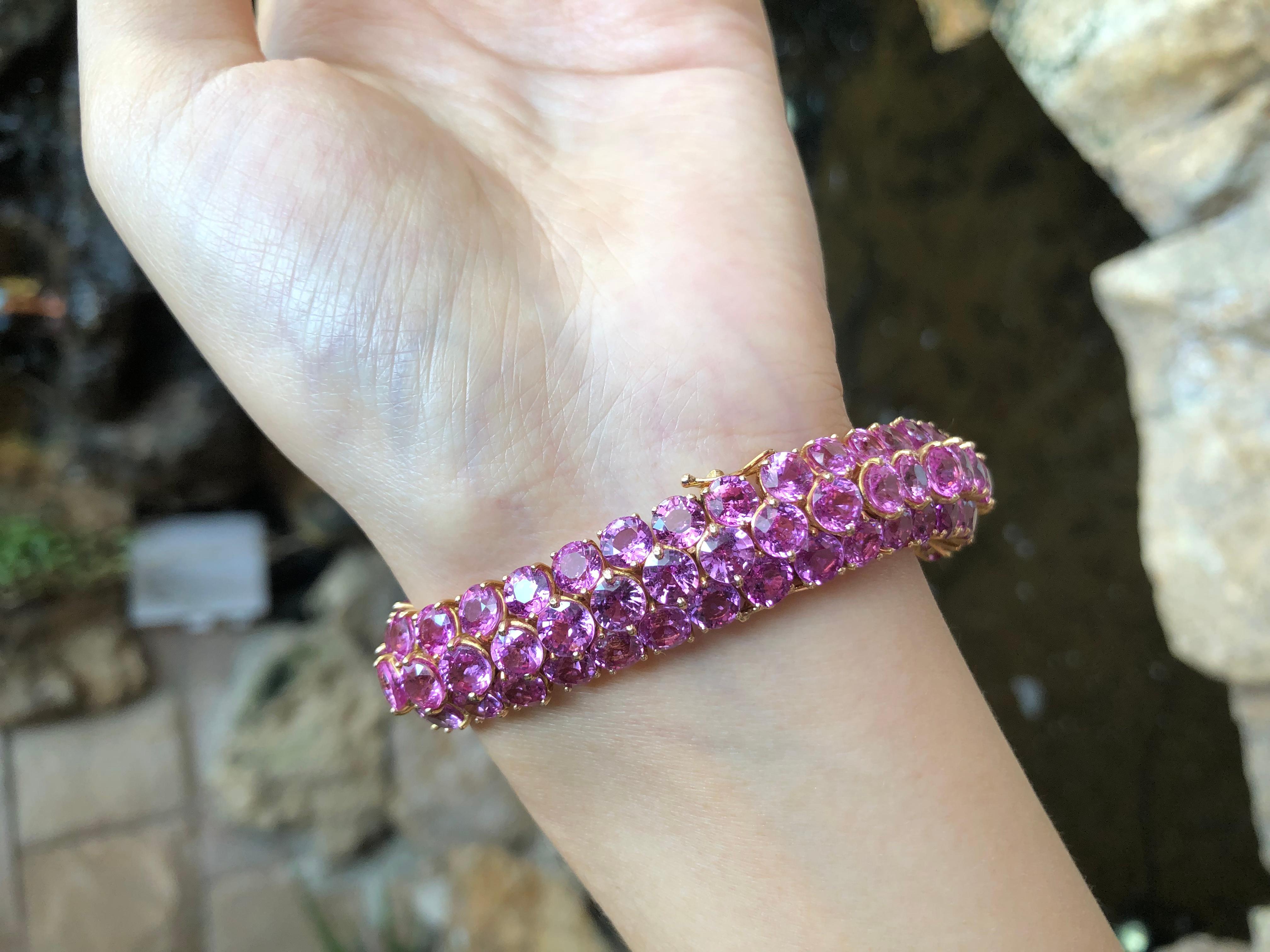 Pink Sapphire Bracelet Set in 18 Karat Rose Gold Settings 2