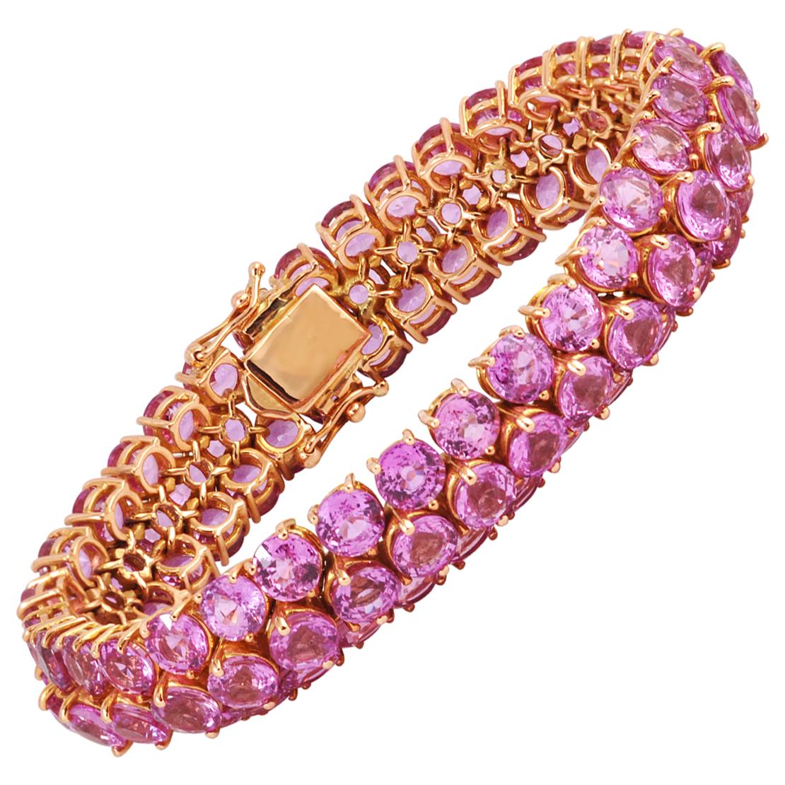 Pink Sapphire Bracelet Set in 18 Karat Rose Gold Settings