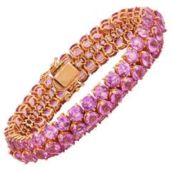 Pink Sapphire Bracelet Set in 18 Karat Rose Gold Settings