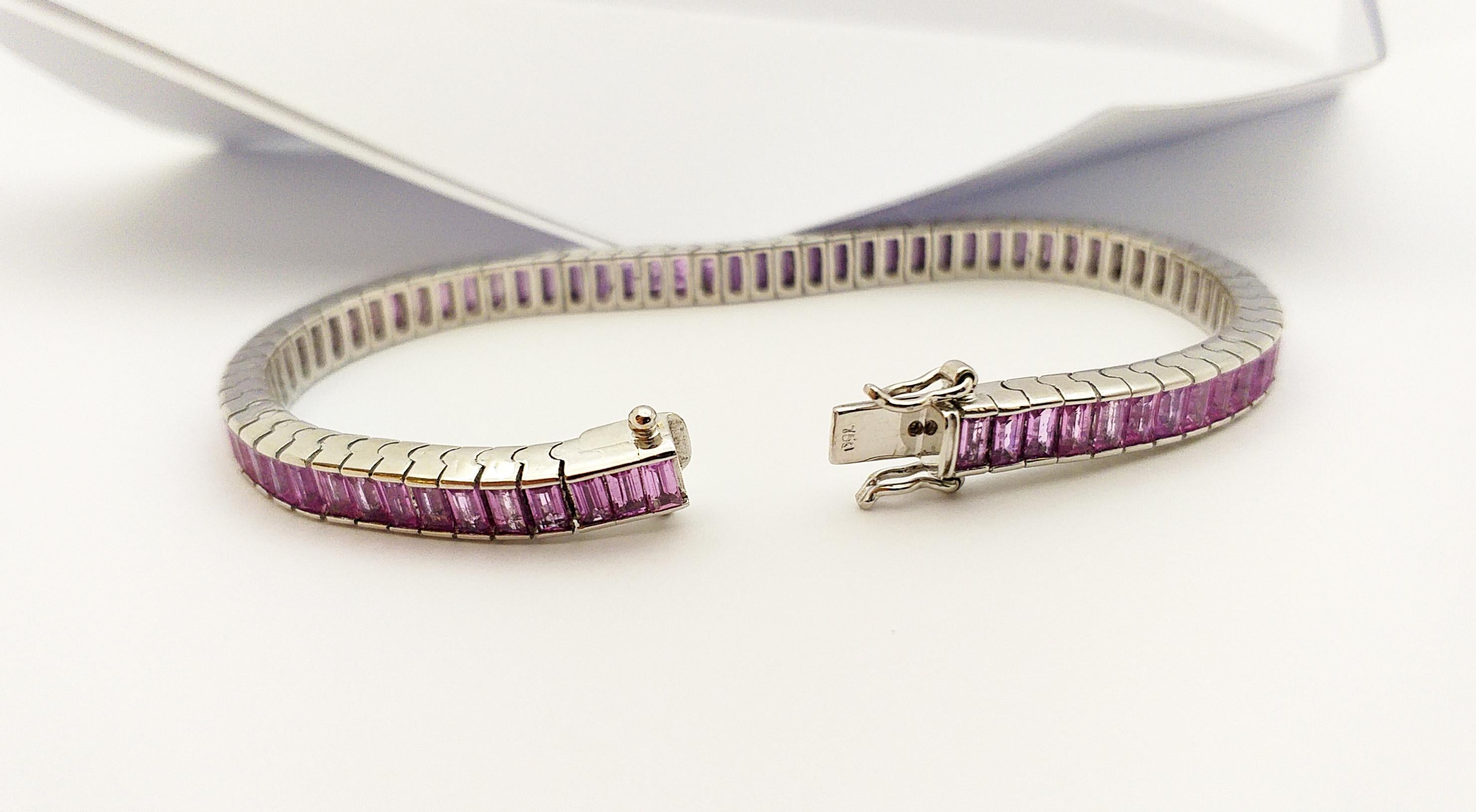 Pink Sapphire Bracelet set in 18 Karat White Gold Settings For Sale 5