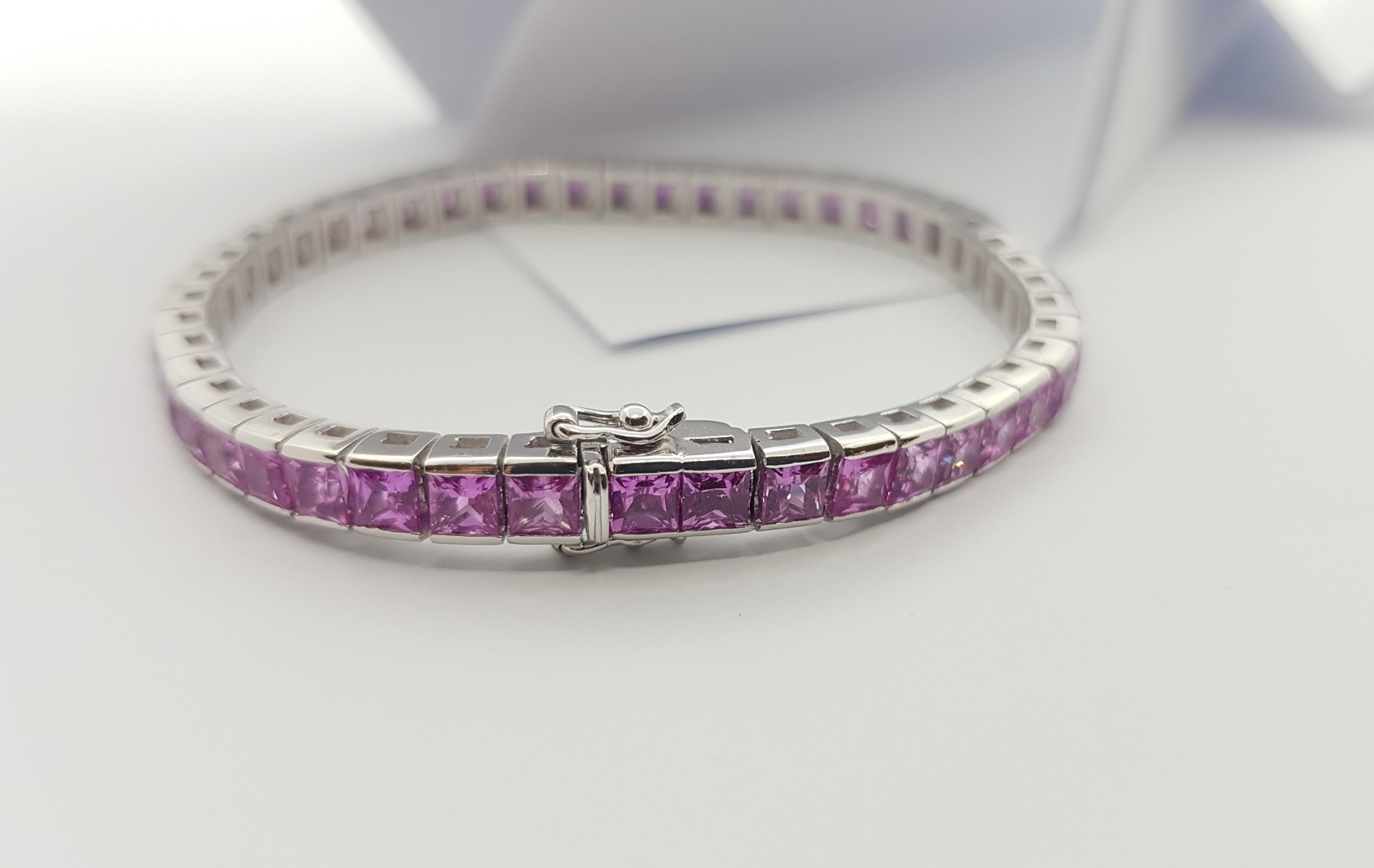 Pink Sapphire Bracelet Set in 18 Karat White Gold Settings 3