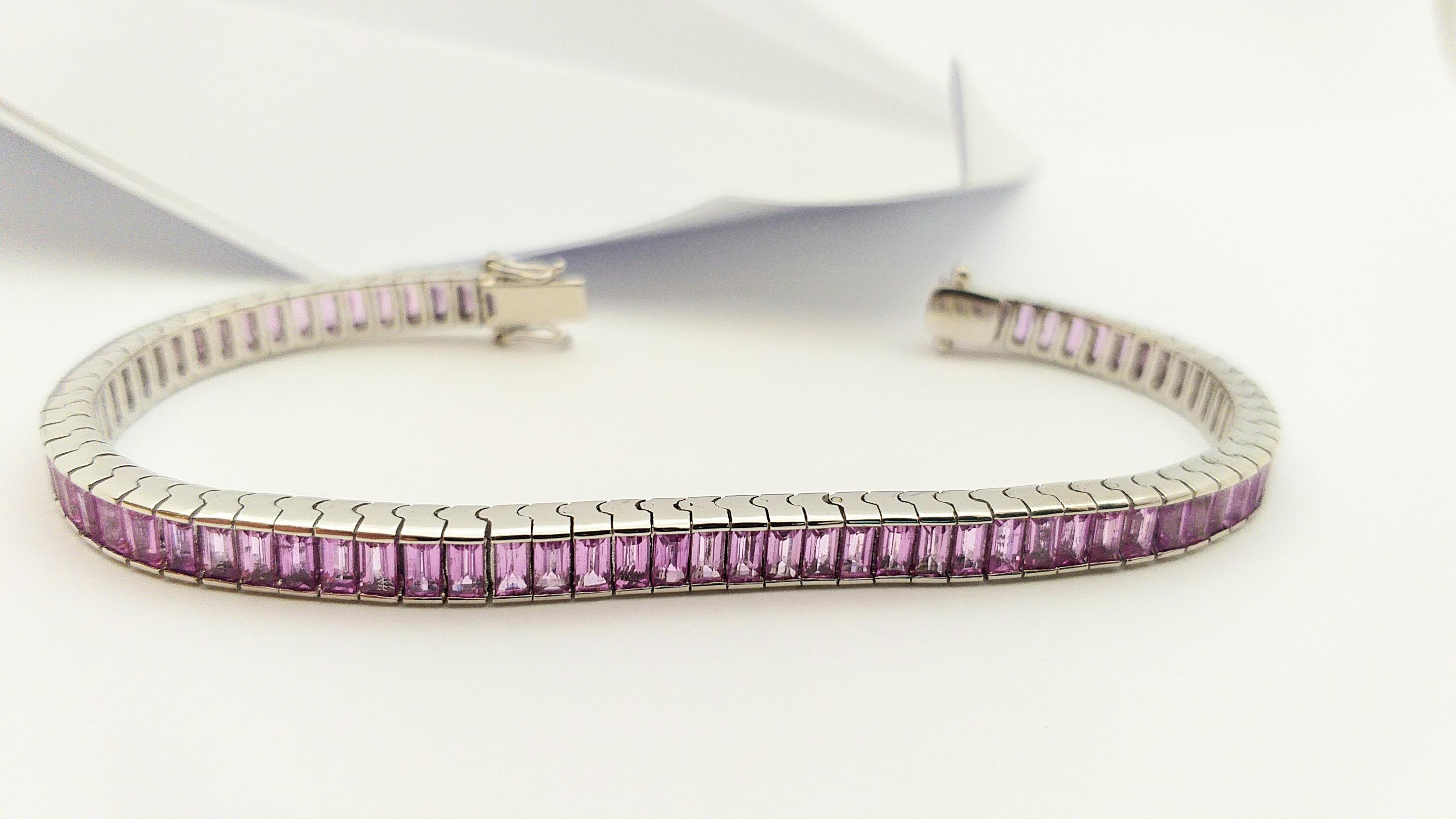 Pink Sapphire Bracelet set in 18 Karat White Gold Settings For Sale 6