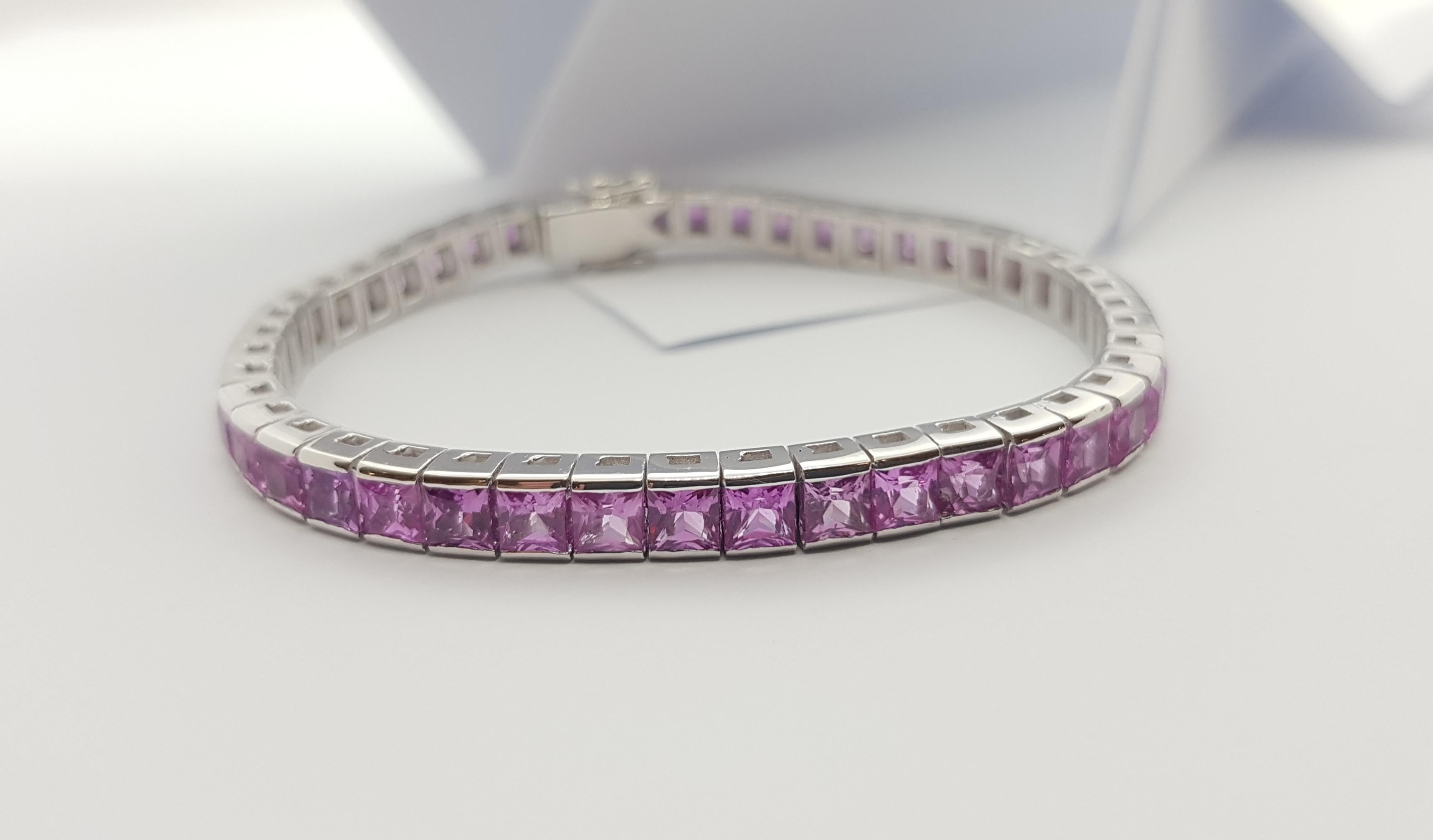 Pink Sapphire Bracelet Set in 18 Karat White Gold Settings 4