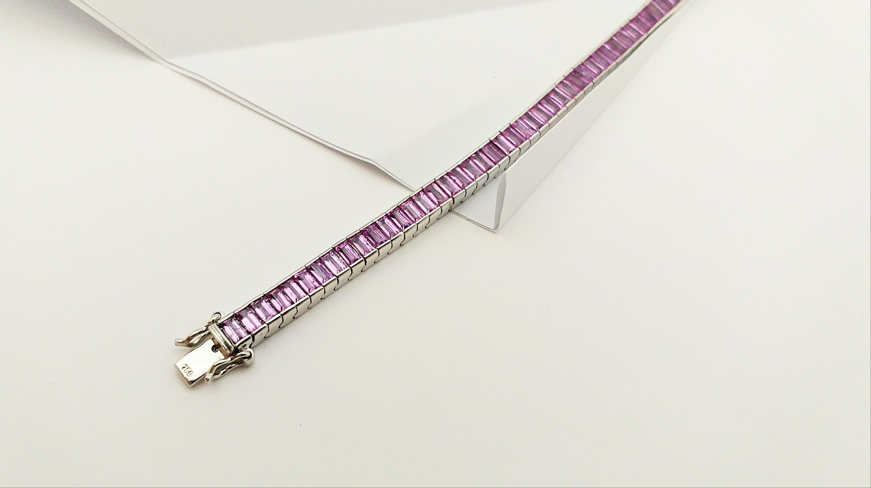 Pink Sapphire Bracelet set in 18 Karat White Gold Settings For Sale 8