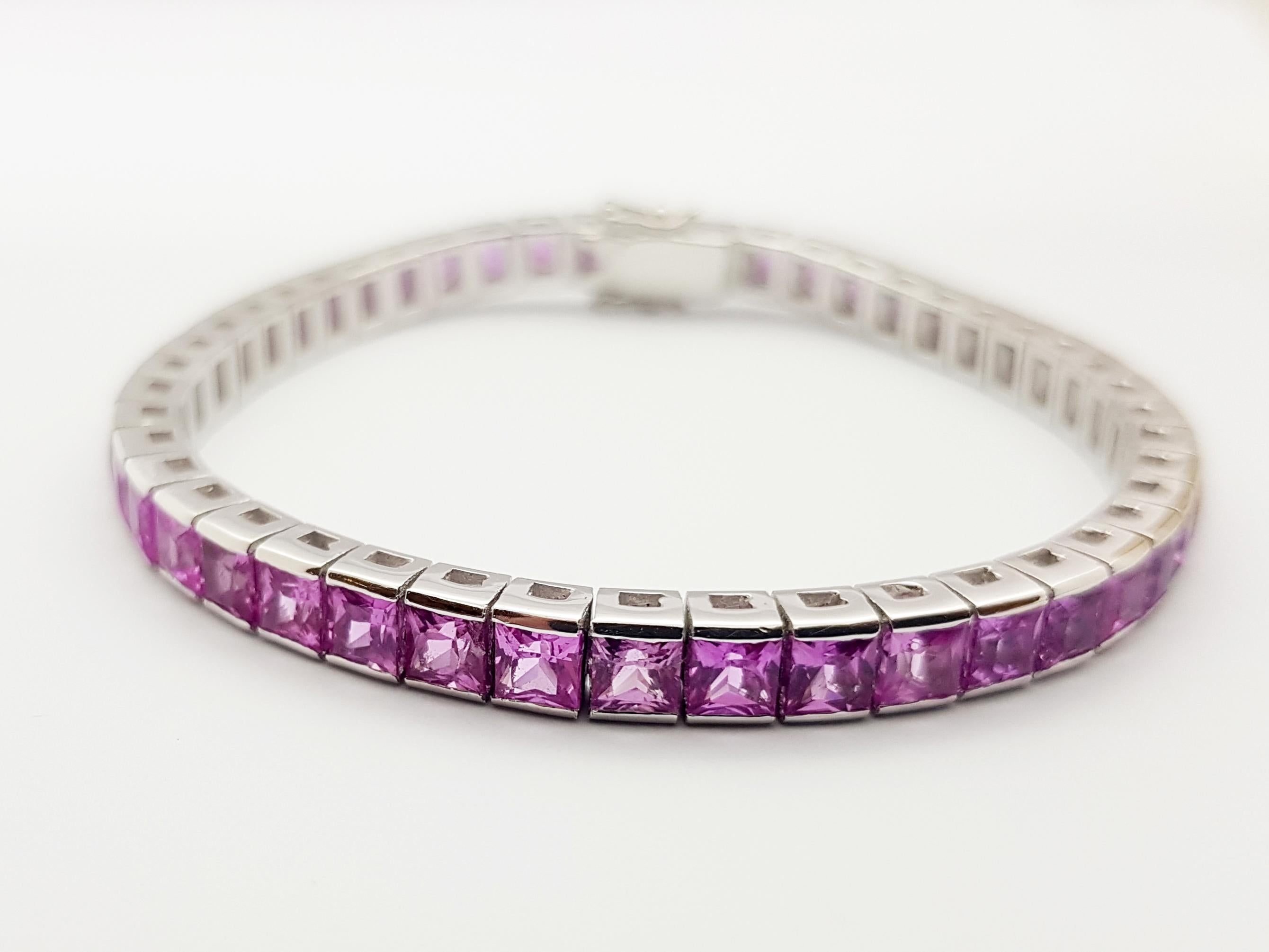 Pink Sapphire Bracelet Set in 18 Karat White Gold Settings 6