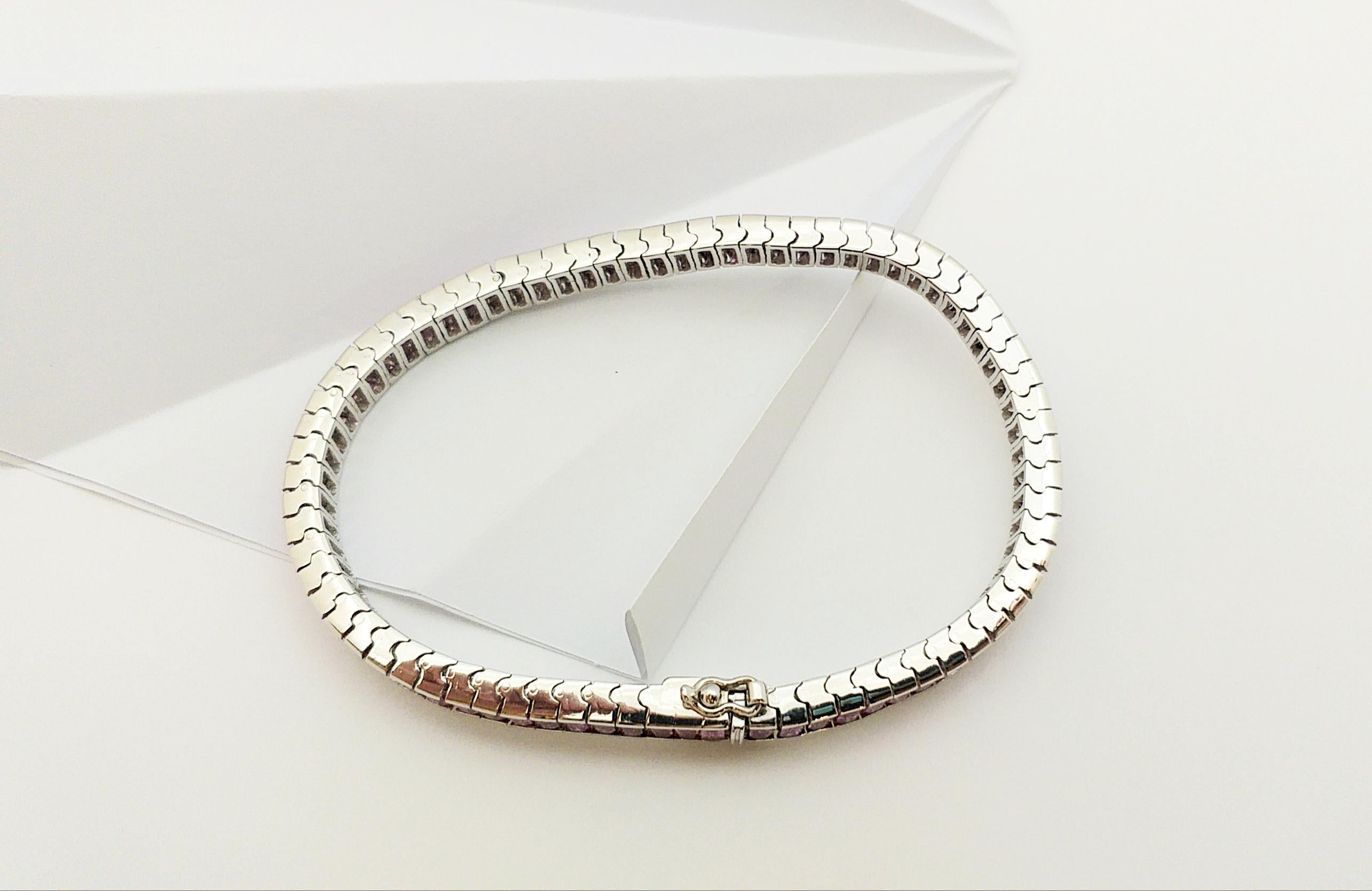 Pink Sapphire Bracelet set in 18 Karat White Gold Settings For Sale 9