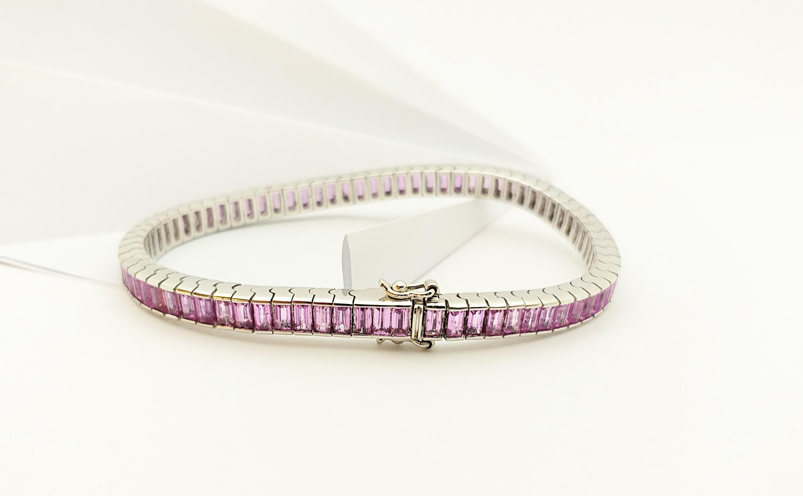 Pink Sapphire Bracelet set in 18 Karat White Gold Settings For Sale 10