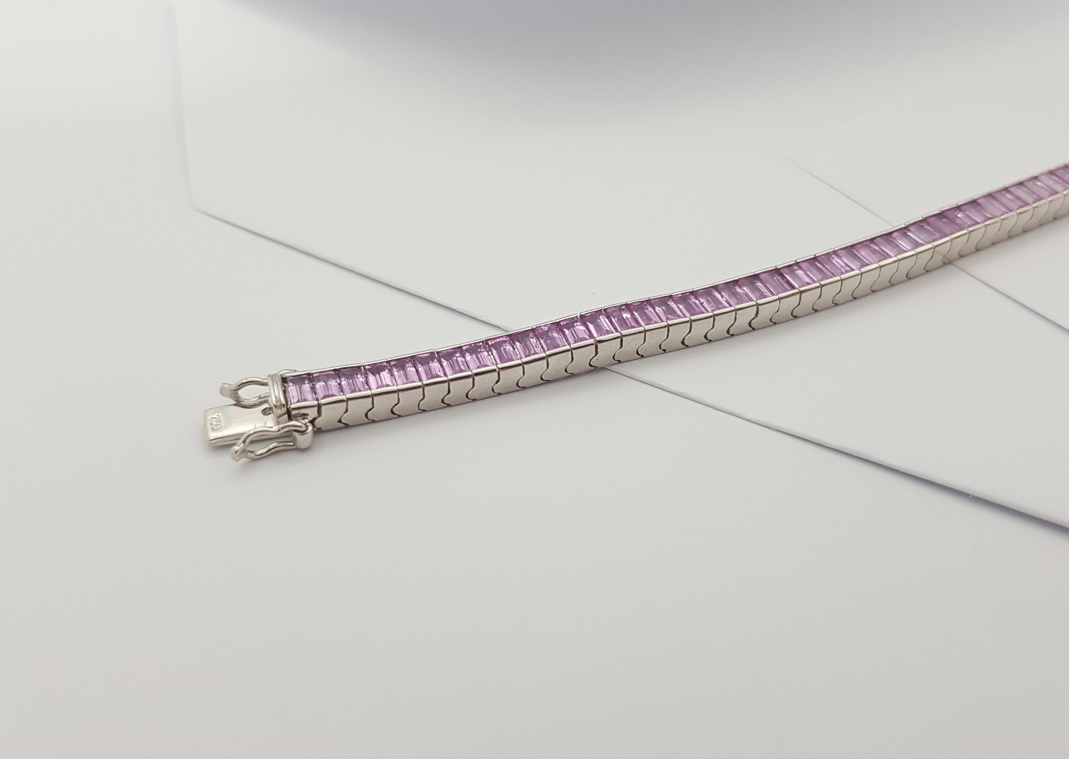 Pink Sapphire Bracelet set in 18 Karat White Gold Settings For Sale 14