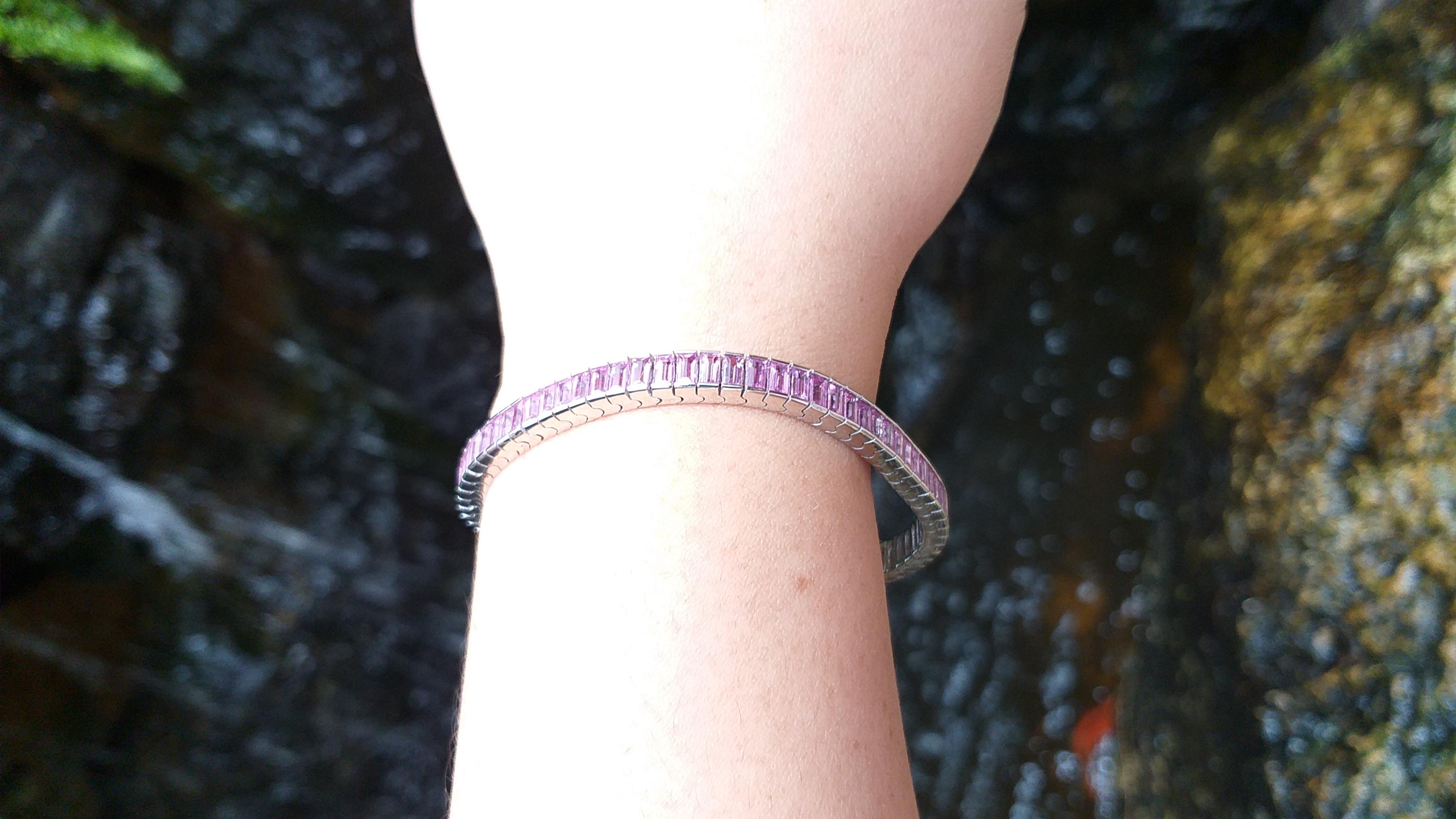 Contemporary Pink Sapphire Bracelet set in 18 Karat White Gold Settings For Sale