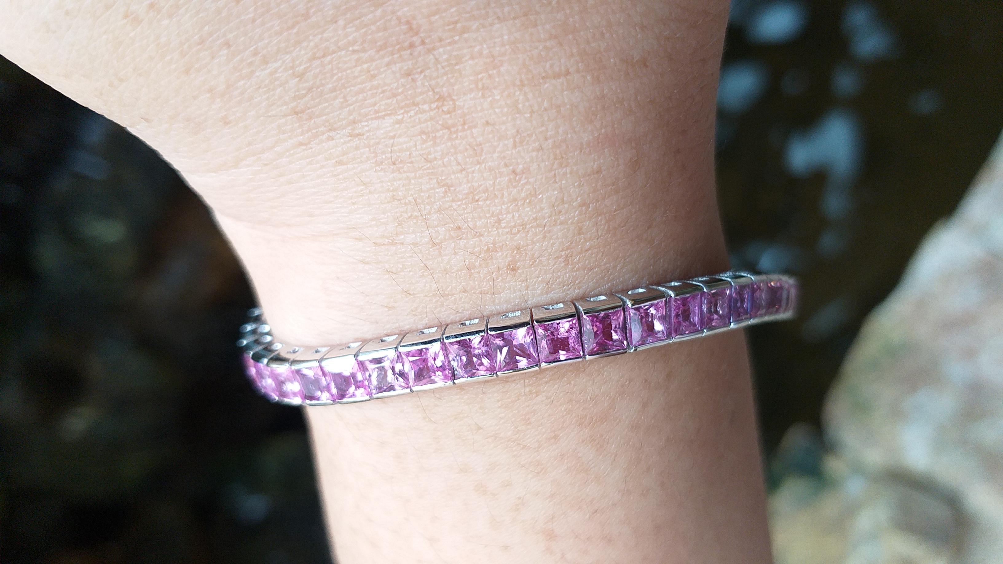 Contemporary Pink Sapphire Bracelet Set in 18 Karat White Gold Settings