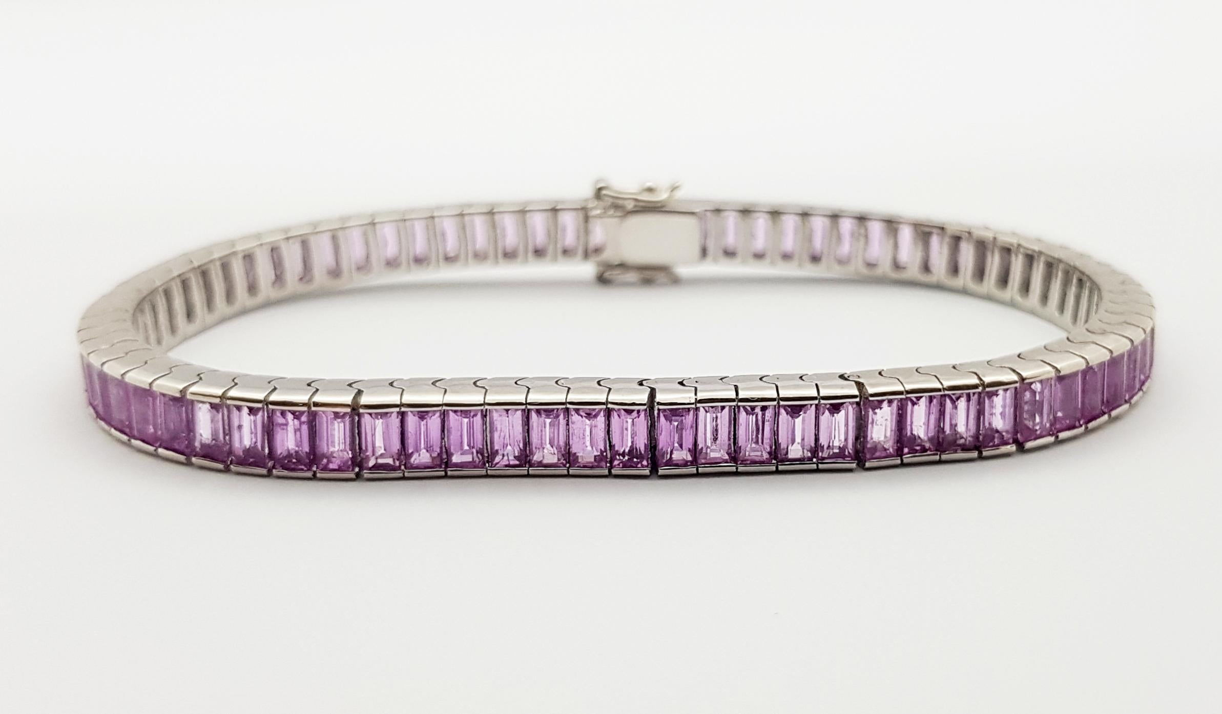 Pink Sapphire Bracelet set in 18 Karat White Gold Settings For Sale 2