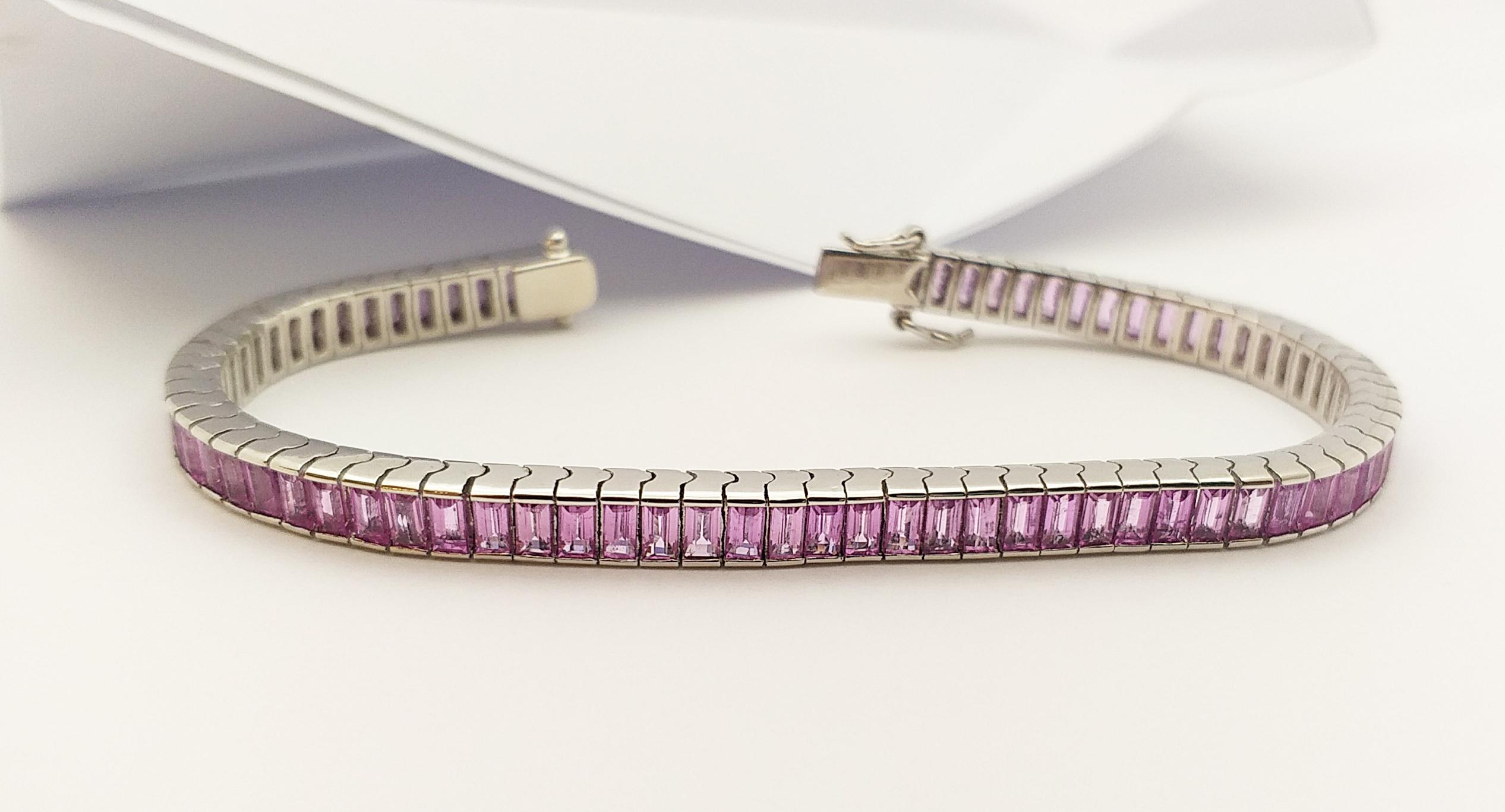 Pink Sapphire Bracelet set in 18 Karat White Gold Settings For Sale 3