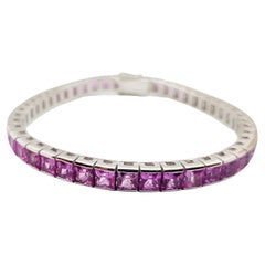 Pink Sapphire Bracelet Set in 18 Karat White Gold Settings