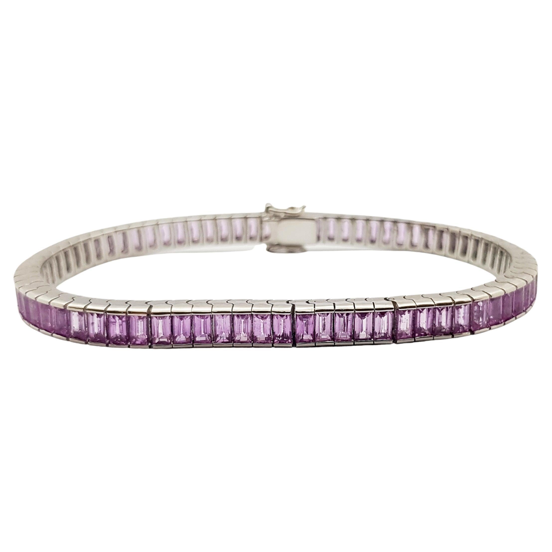 Pink Sapphire Bracelet set in 18 Karat White Gold Settings For Sale