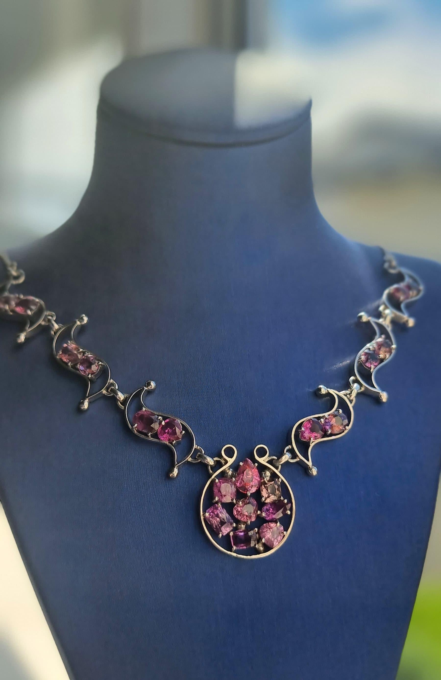 Artisan Pink Sapphire Celebration Necklace For Sale