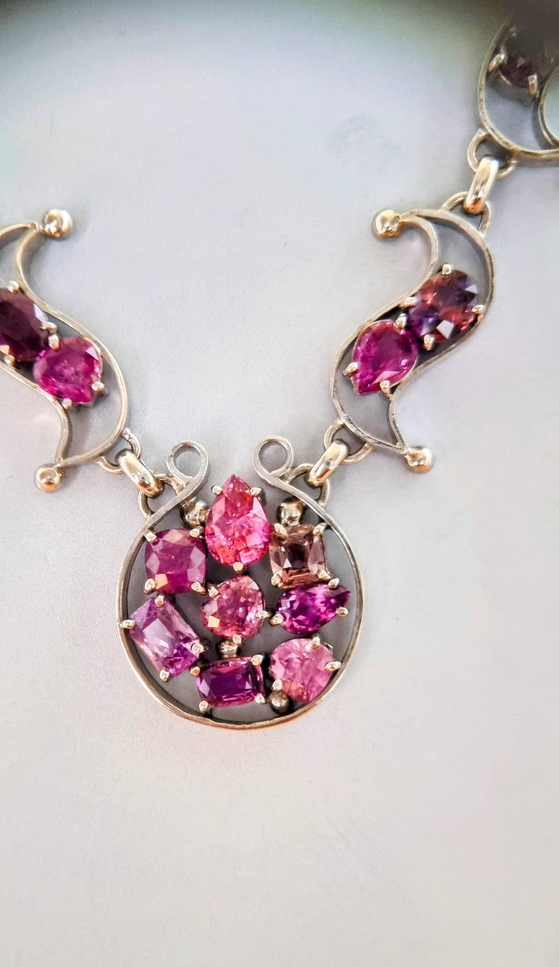 Women's Pink Sapphire Celebration Necklace For Sale