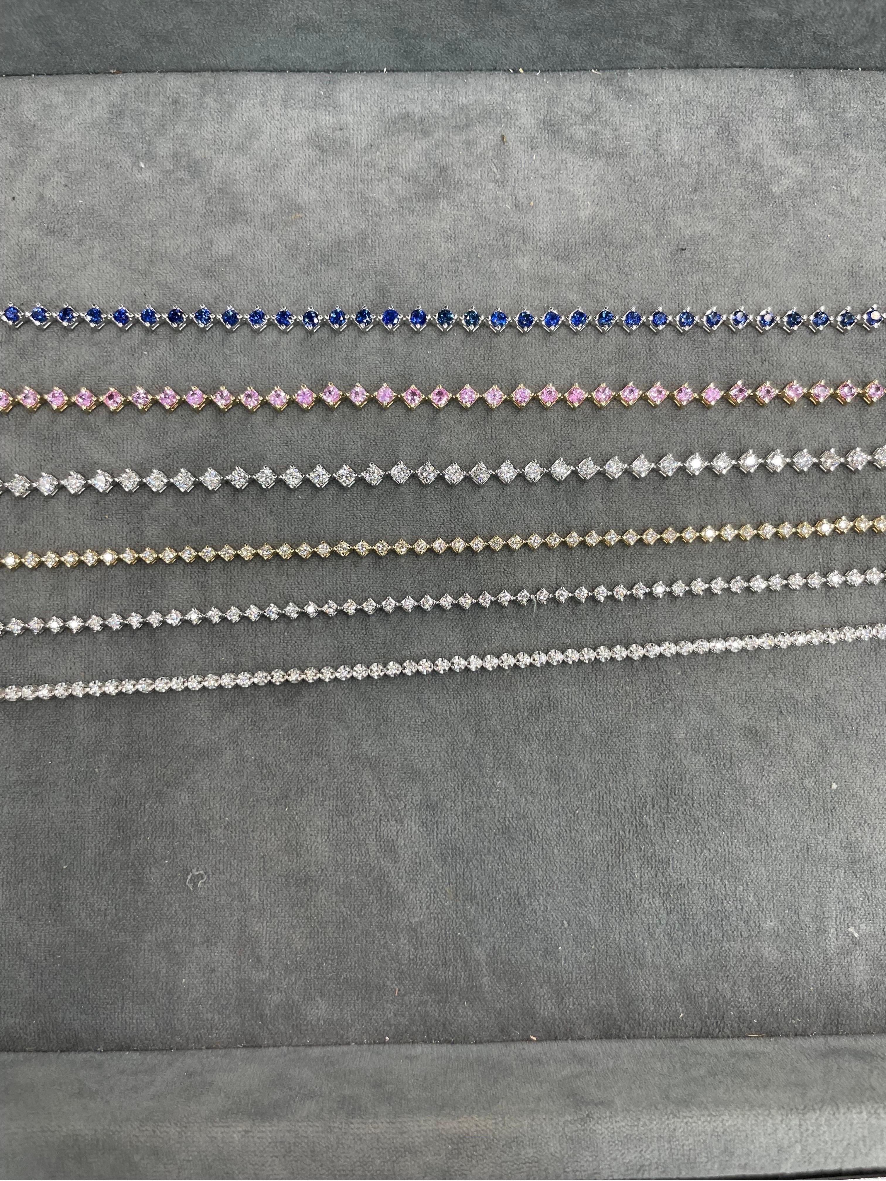 Pink Sapphire Choker Necklace & Bracelet 5.61 Carats 14k Yellow Gold Adjustable 4