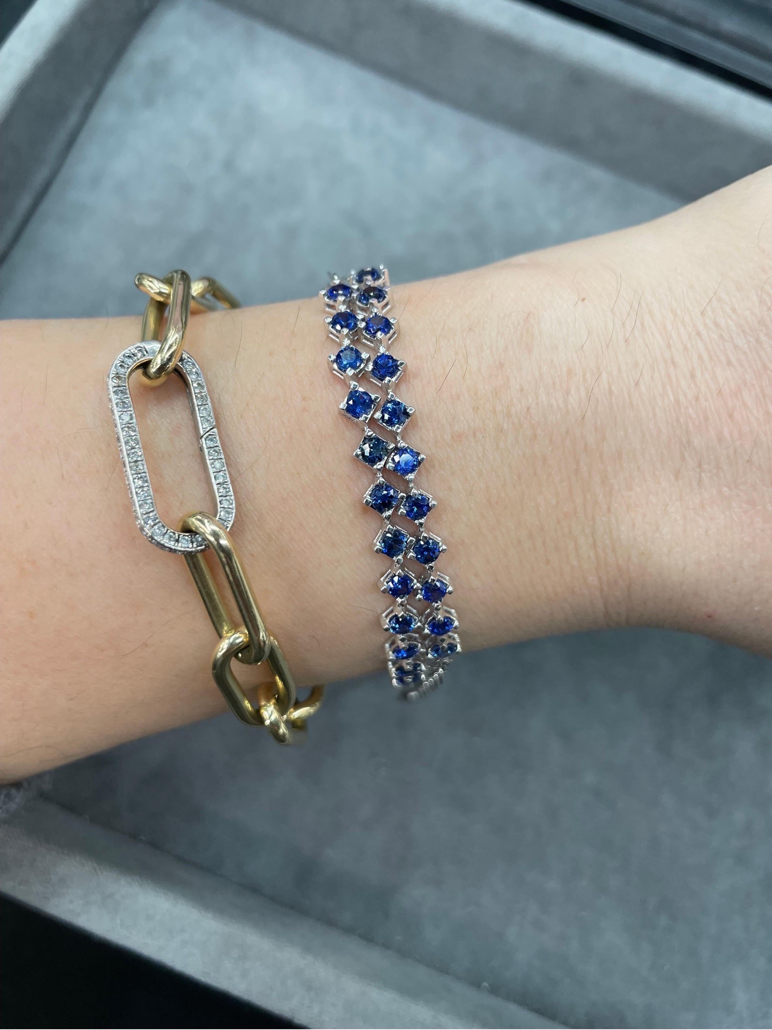 Pink Sapphire Choker Necklace & Bracelet 5.61 Carats 14k Yellow Gold Adjustable 9