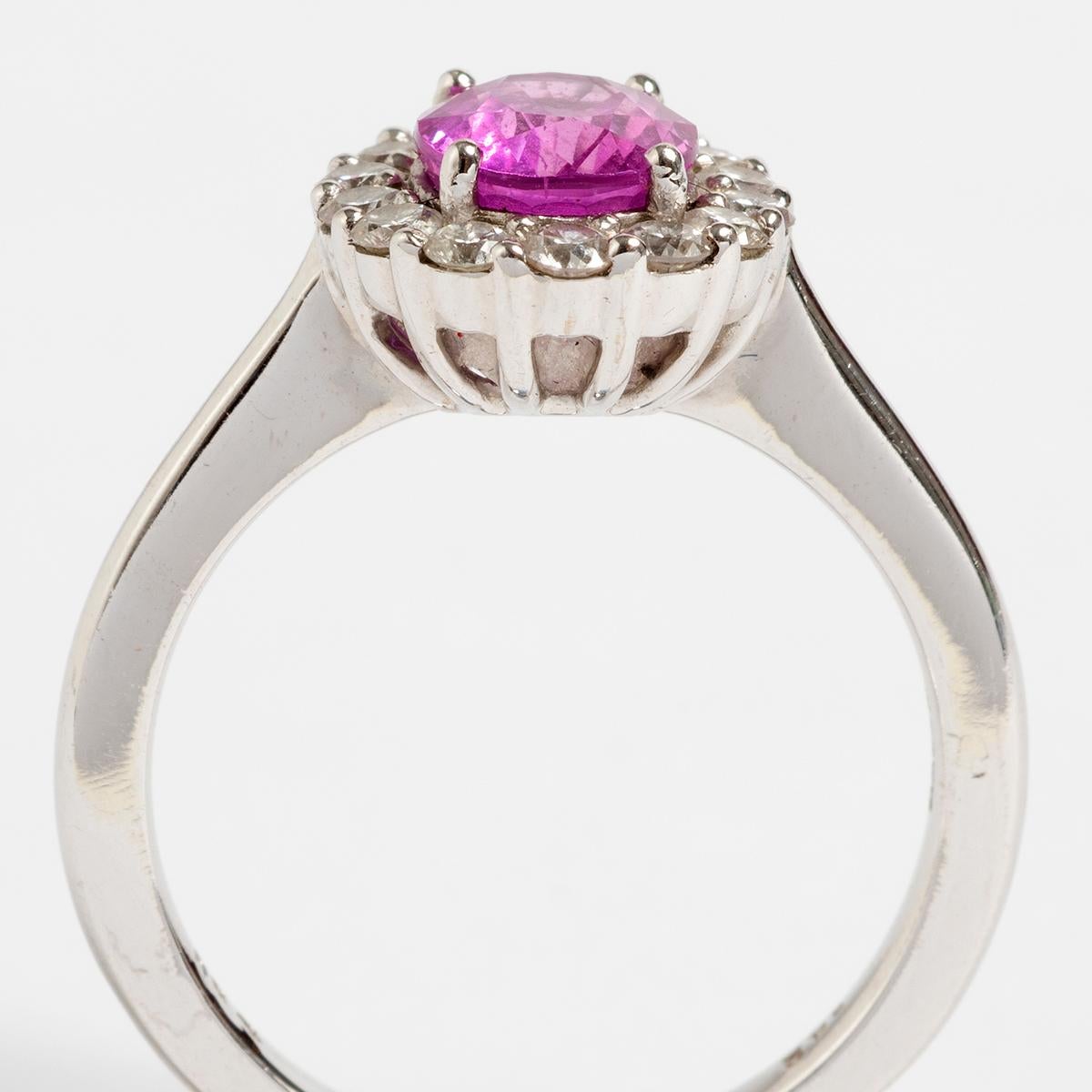 Cluster-Ring mit rosa Saphiren. Est .5ct Rosa Saphir, 14 x Diamanten est .5ct. (Gemischter Schliff) im Angebot