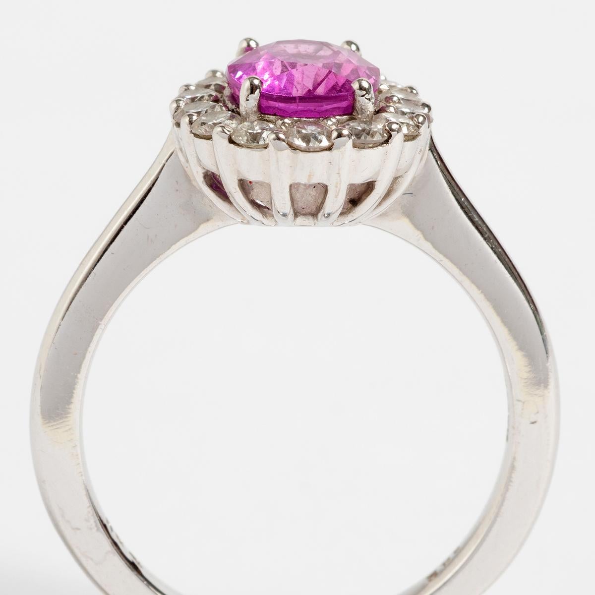 Mixed Cut Pink Sapphire Cluster Ring For Sale
