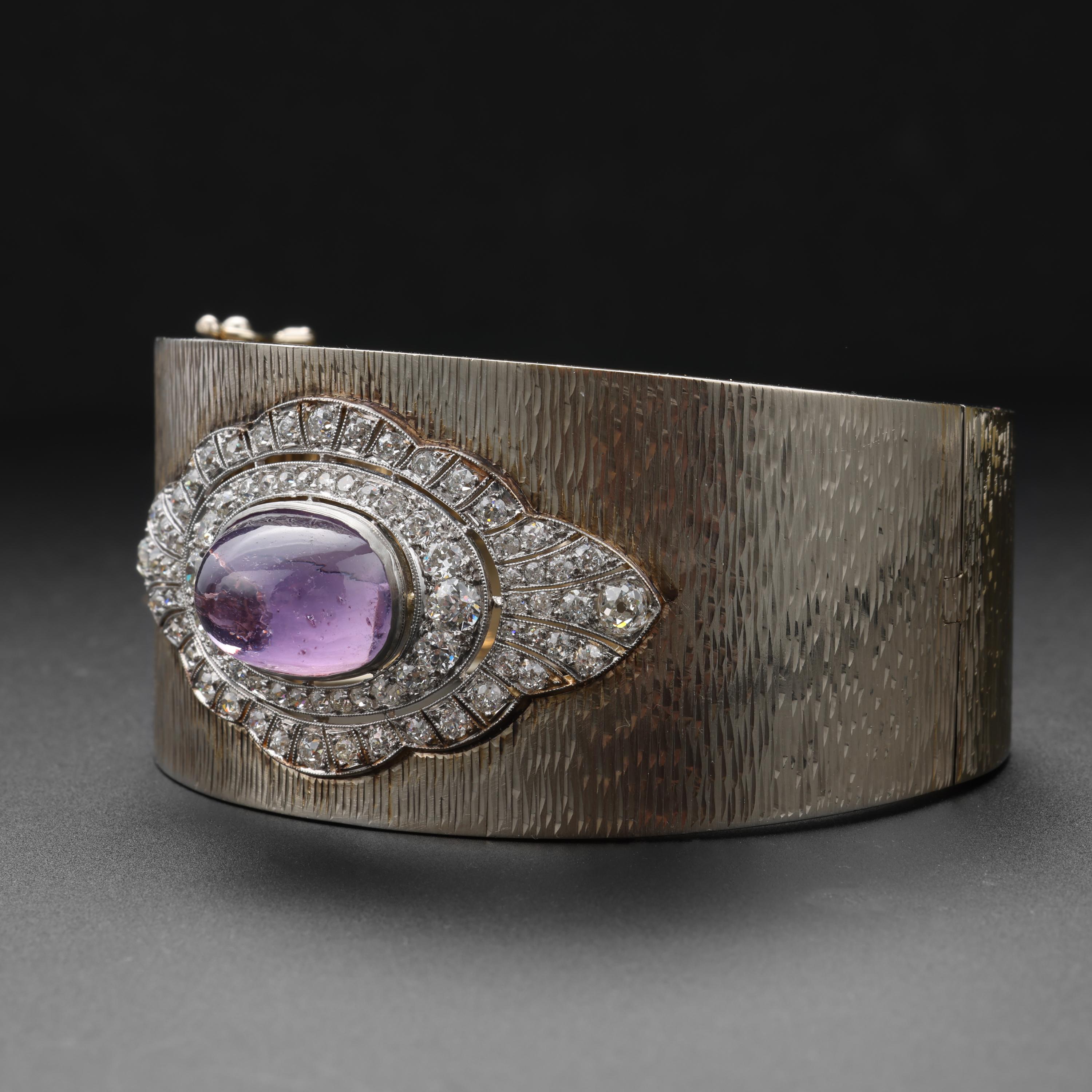 Pink Sapphire Cuff Bracelet GIA Certified 15 Carat No Heat Marcus&Co. Midcentury In Excellent Condition For Sale In Southbury, CT