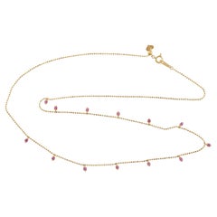 Rosa Saphir Zarte Kette Halskette aus 18k Gelbgold