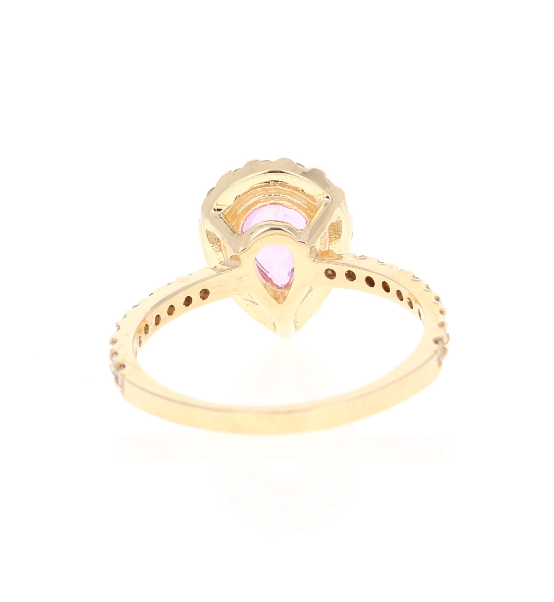 Contemporary Pink Sapphire Diamond 14 Karat Rose Gold Engagement Ring