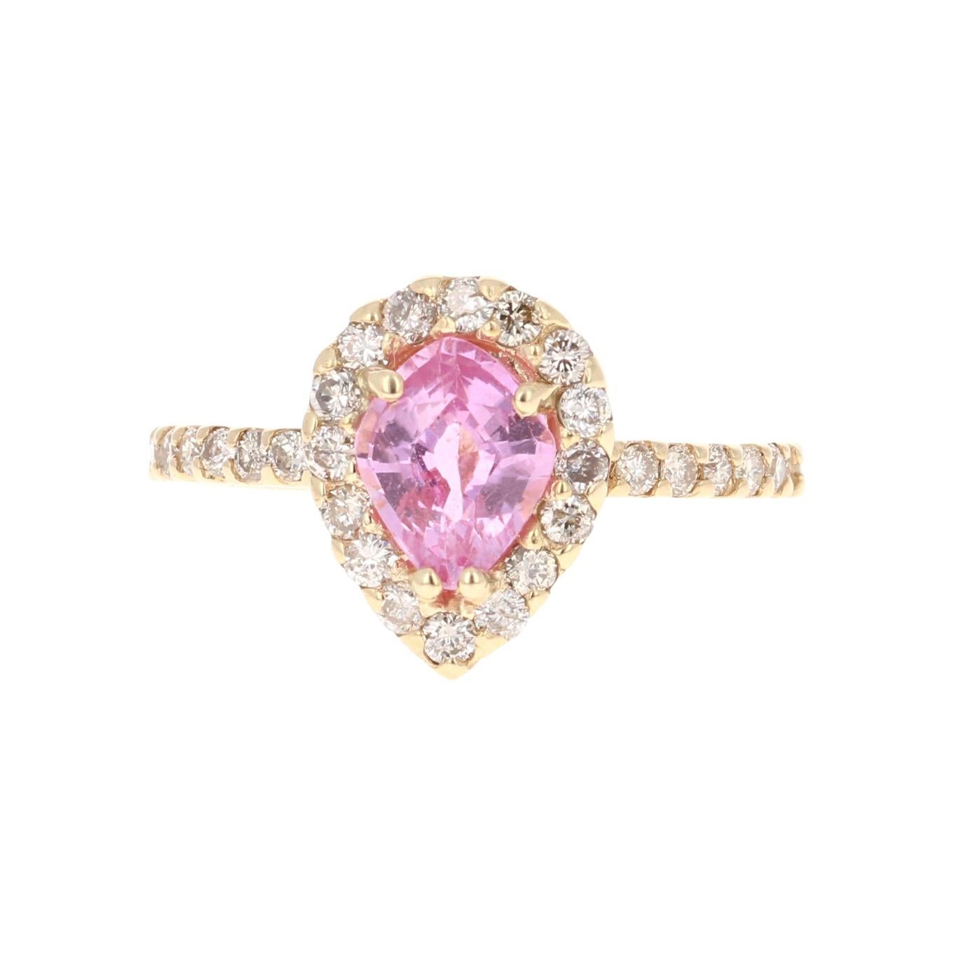 Pink Sapphire Diamond 14 Karat Rose Gold Engagement Ring