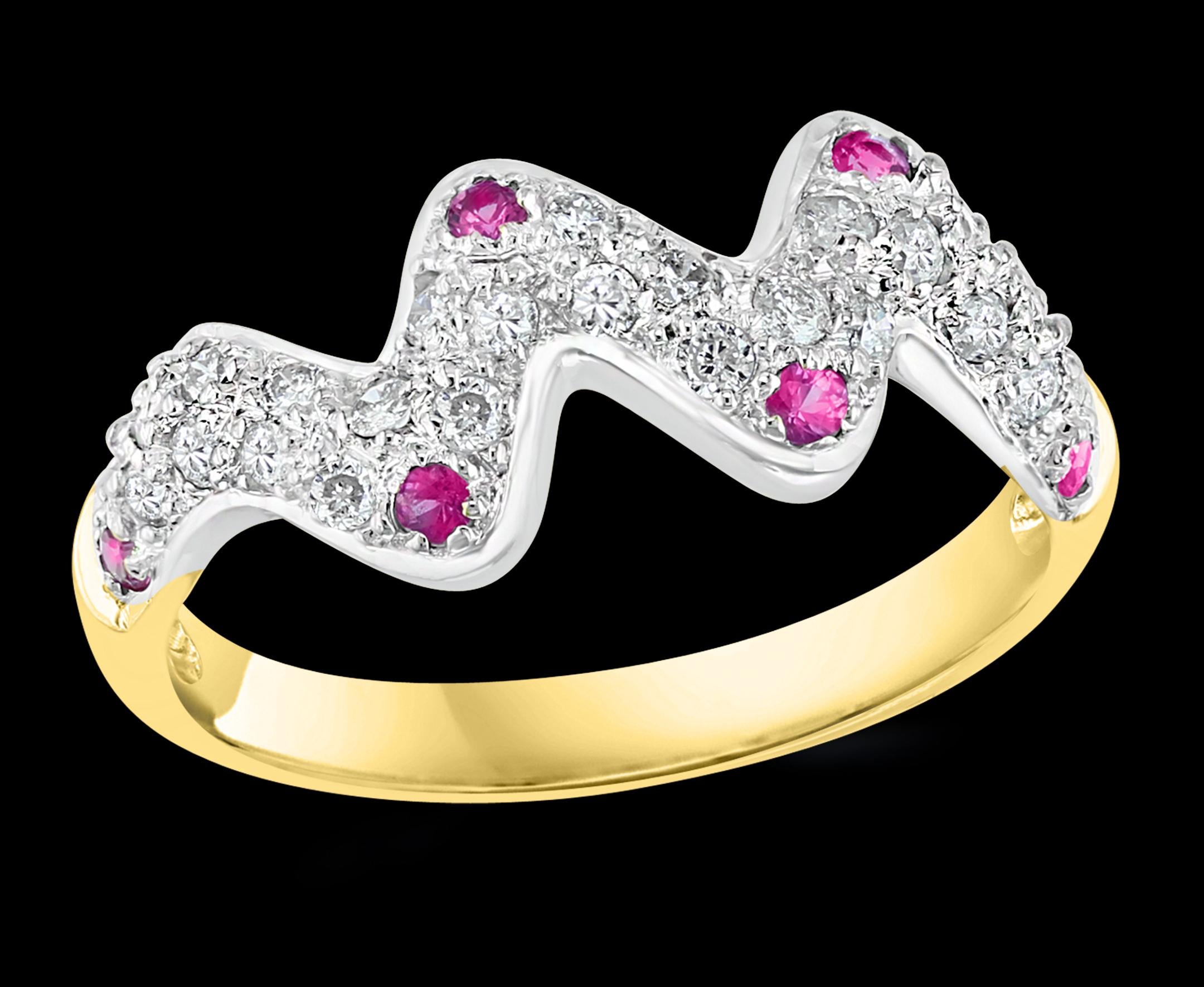 A classic, Band , Very delicate ring !
 Pink Sapphire &  Diamond 14 Karat White Gold Band Ring, Estate Size 6.5
6  natural Pink sapphire and Approximately 0.35 Ct  Diamond 14 Karat  White gold   Ring
Good for Teen age girls and young adults.
 All