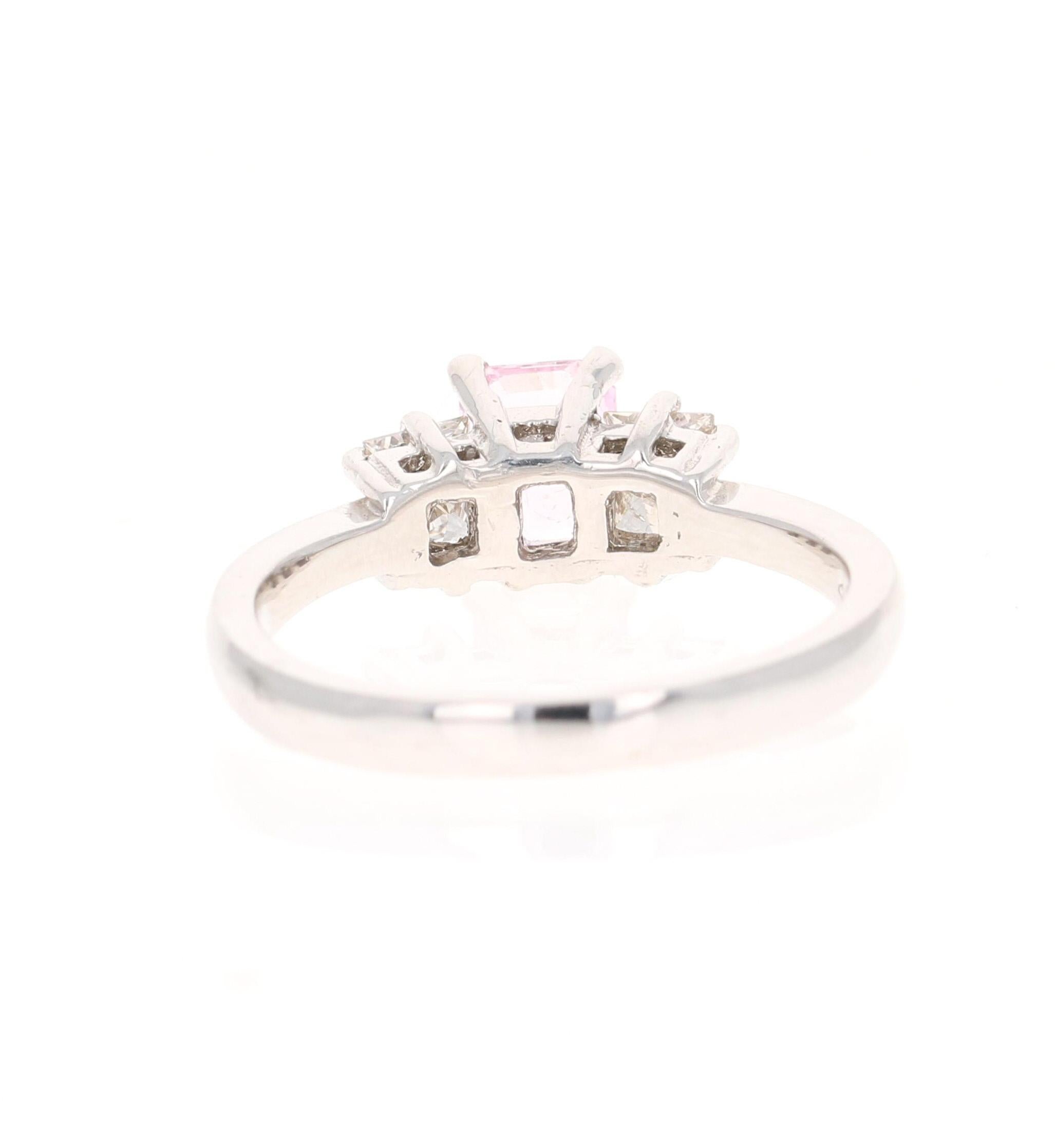 Modern Pink Sapphire Diamond 14 Karat White Gold Engagement Ring
