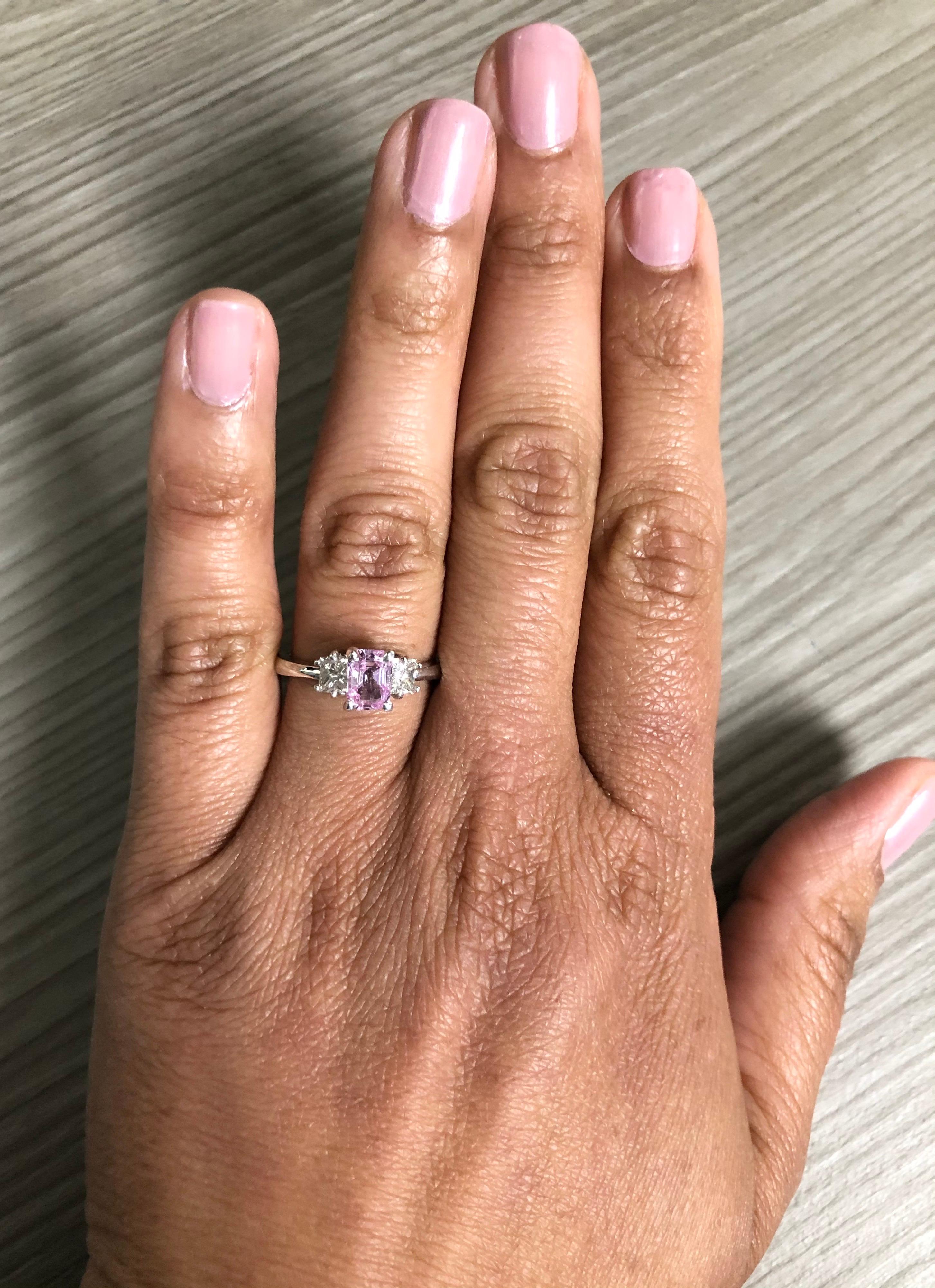 Pink Sapphire Diamond 14 Karat White Gold Engagement Ring In New Condition In Los Angeles, CA
