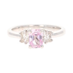 Pink Sapphire Diamond 14 Karat White Gold Engagement Ring