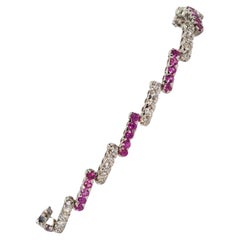 Pink Sapphire Diamond 14 Karat Weißgold Zig Zag Tennisarmband