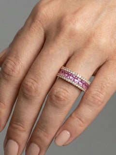 Pink Sapphire & Diamond 14K (18K Custom) Gold Eternity Ring