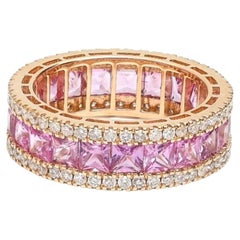 Pink Sapphire & Diamond 14K (18K Custom) Gold Eternity Ring
