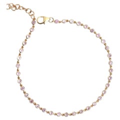 Pink Sapphire Diamond 14K (Custom) Yellow Gold Tennis Bracelet