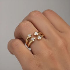 Pink Sapphire Diamond 14K (or 18k upon request) Yellow Gold Emerald Wrap Ring