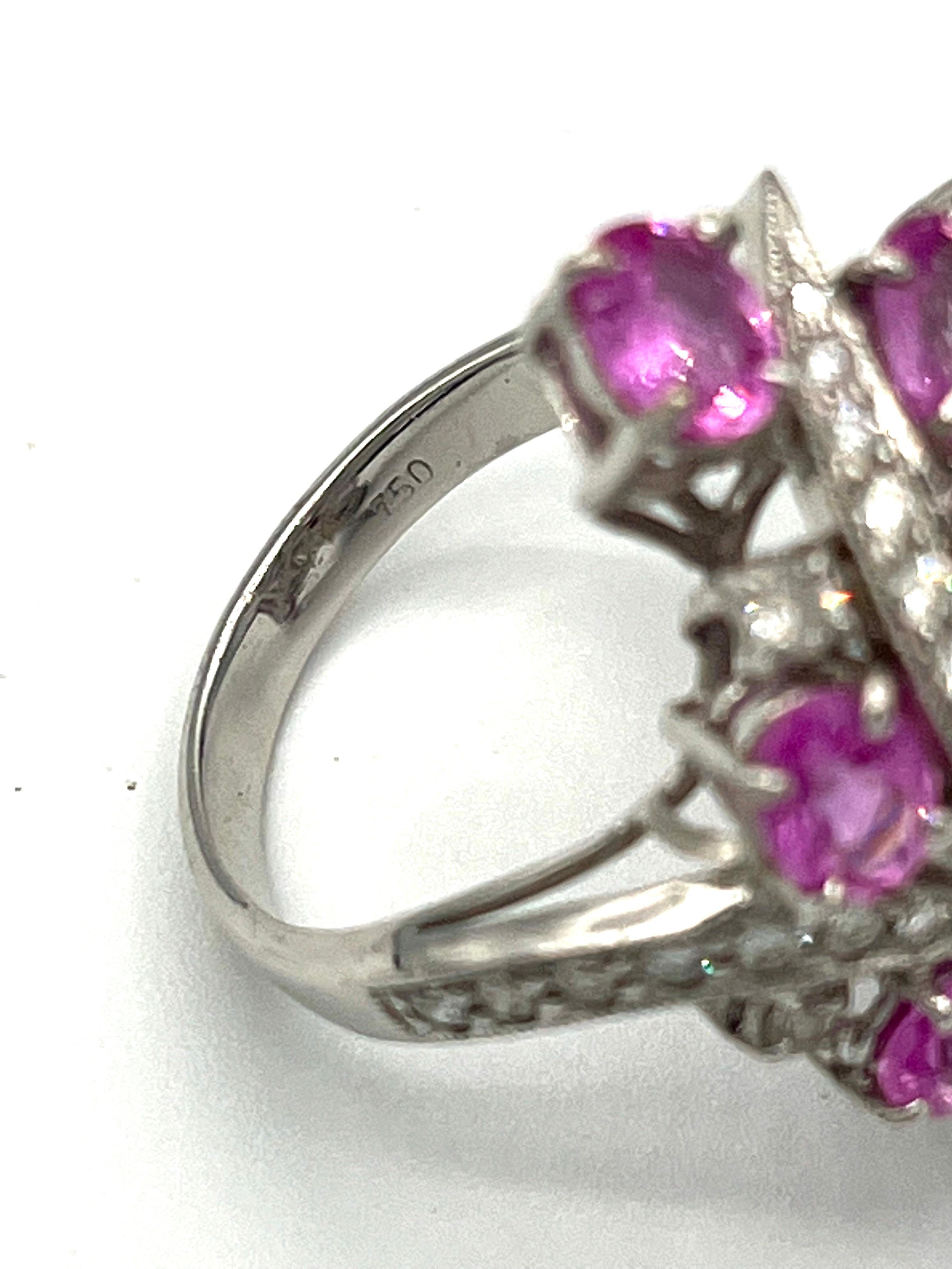 Pink Sapphire Diamond 18 K White Gold Cocktail Ring In New Condition For Sale In Bad Kissingen, DE