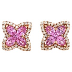 Pink Sapphire 
Diamond 18 Karat Rose Gold Earrings
