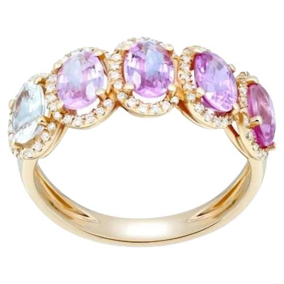 Pink Sapphire Diamond 18K Gold Rose Ring for Her
