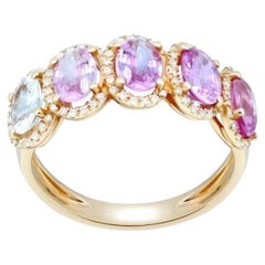 Zafiro Rosa Diamante Oro 18K Anillo Rosa para Ella