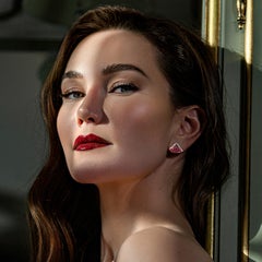 Laura Gallon 18K Rose Gold Pink Sapphire & Diamond Fan Earrings